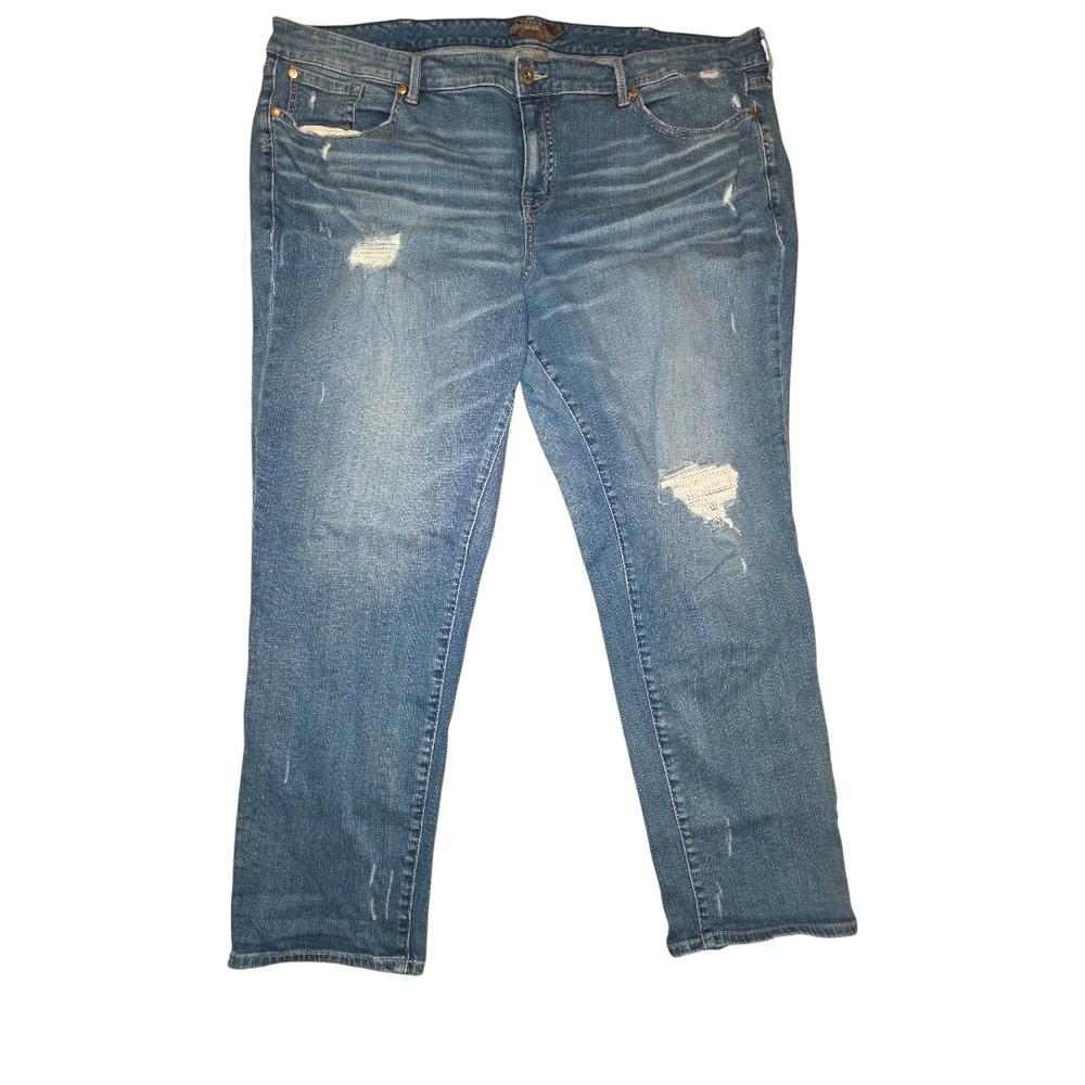 Torrid Boyfriend Straight Vintage Strech Distressed Denim Blue Jeans Size 24R